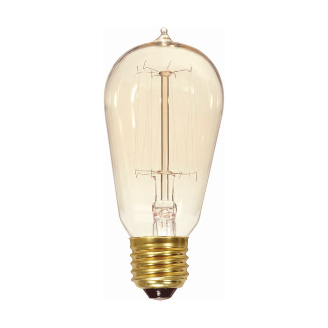 Satco 40W ST19 Edison Incandescent Bulb, E26 Medium Base, 2700K, 100+ CRI, Dimmable, Cage Style Filament, Clear with Clear Glass, alternate view [Satco-S2413|CUSTOM|1]