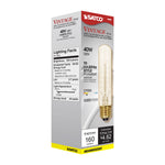 Satco 40W T9 Tubular Incandescent Bulb, E26 Medium Base, 2700K, 100+ CRI, Dimmable, 5.5" Long, alternate view [Satco-S2426|CUSTOM|4]