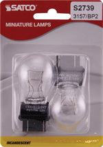 Satco 26.88W S8 Miniature Incandescent Bulb, W3x16q Wedge Base, 12.8V, 2-Pack, Clear with Clear Glass, alternate view [Satco-S2739|CUSTOM|1]