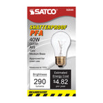 Satco 40W A15 Appliance Incandescent Bulb, E26 Medium Base, 300 Lumens, 130V, Shatter Proof, Clear with Clear Glass, alternate view [Satco-S2840|CUSTOM|1]