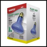 Satco 50W R20 Incandescent Bulb, E26 Medium Base, Dimmable, 120V, Blue with Grow Glass, alternate view [Satco-S2850|CUSTOM|5]