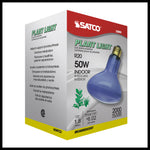 Satco 50W R20 Incandescent Bulb, E26 Medium Base, Dimmable, 120V, Blue with Grow Glass, alternate view [Satco-S2850|CUSTOM|6]