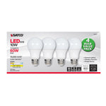 Satco 10W (60W Equivalent) A19 Standard LED Bulb, E26 Medium Base, 3000K, 90+ CRI, Damp Rated, Frost with Frost Glass, alternate view [Satco-S28561|CUSTOM|1]