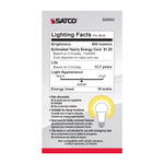 Satco 10W (60W Equivalent) A19 Standard LED Bulb, E26 Medium Base, 4000K, 90+ CRI, Damp Rated, Frost with Frost Glass, alternate view [Satco-S28562|CUSTOM|7]