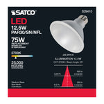 Satco 12.5W (75W Equivalent) PAR30SN LED Bulb, E26 Medium Base, 2700K, 90+ CRI, 25° Beam, Dimmable, Wet Rated, Clear, alternate view [Satco-S29410|CUSTOM|2]