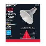 Satco 17.5W (100W Equivalent) PAR38 Reflector LED Bulb, E26 Medium Base, 3000K, 90+ CRI, 40° Beam, Dimmable, Wet Rated, Clear with Clear Glass, alternate view [Satco-S29455|CUSTOM|2]