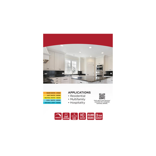 Satco LED Downlight Retrofit, 120V, 2 Pack, 4 Inch / 8.5 Watt, alternate view [Satco-S29598|CUSTOM|3]