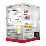 Satco 9.8W (60W Equivalent) A19 Standard LED Bulb, GU24 Base, 2700K, 80+ CRI, Dimmable, Damp Rated, Frost with Frost Glass, alternate view [Satco-S29840|CUSTOM|6]