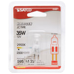 Satco 35W T4 Halogen Bulb, GY6.35 Base, 2900K, 100+ CRI, Dimmable, Damp Rated, 12V, Clear / Single (Carded), alternate view [Satco-S3469|CUSTOM|2]