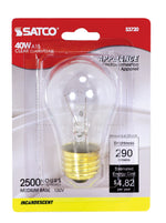 Satco 40W A15 Standard Incandescent Bulb, E26 Medium Base, C-9 Filament, 2700K, 100+ CRI, Dimmable, Clear / Single, alternate view [Satco-S3720|CUSTOM|1]