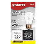 Satco 40W A15 Standard Incandescent Bulb, E26 Medium Base, 2700K, 100+ CRI, Dimmable, Clear, alternate view [Satco-S3810|CUSTOM|1]