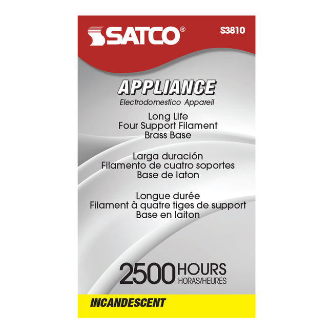 Satco 40W A15 Standard Incandescent Bulb, E26 Medium Base, 2700K, 100+ CRI, Dimmable, Clear, alternate view [Satco-S3810|CUSTOM|2]