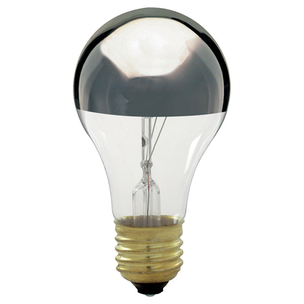 Satco 60W A19 Standard Incandescent Bulb, E26 Medium Base, 2700K, 100+ CRI, Dimmable, C-9 Filament, Silver Crown with Silver Crown Glass, alternate view [Satco-S3955|CUSTOM|1]