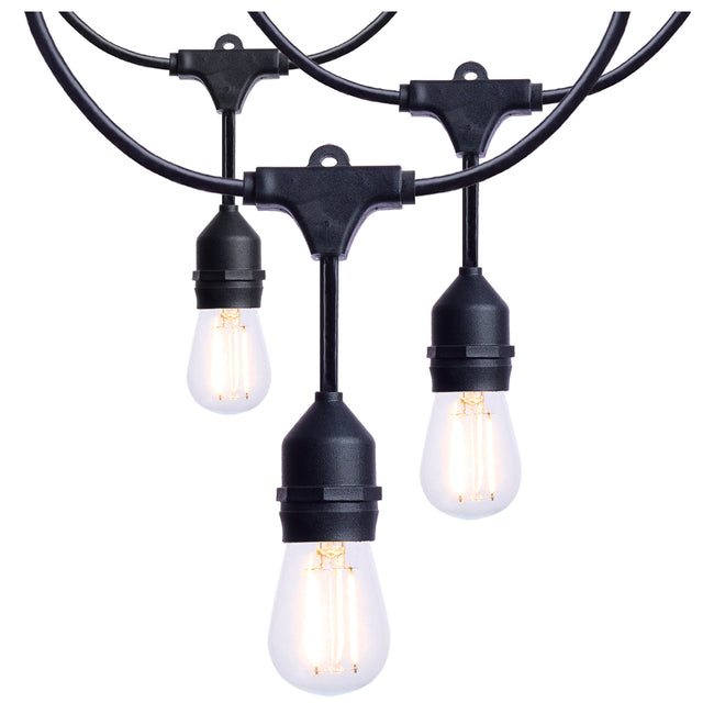 String Light with S14 E26 Bulbs by Satco - 24ft, Black, LED 2700K [Satco-S8020R1|MAIN]
