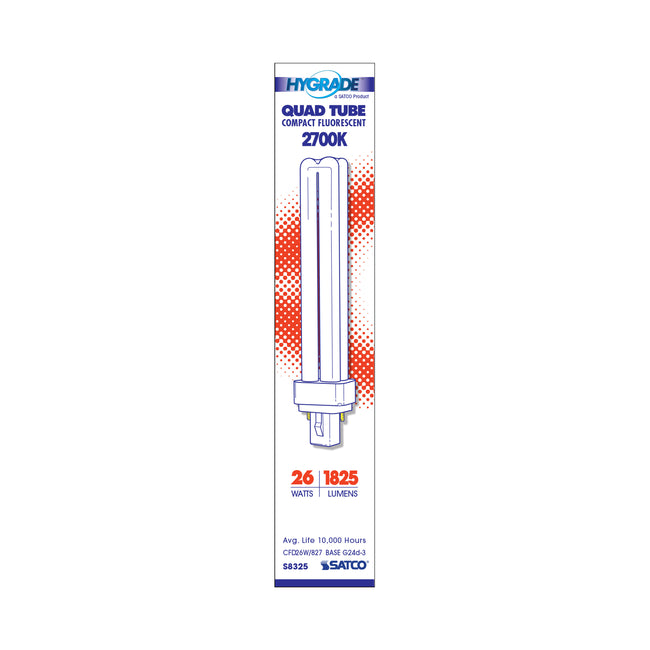 Satco 26W T4 CFL Bulb, G24d-3 Base, 2700K, 80+ CRI, alternate view [Satco-S8325|CUSTOM|1]