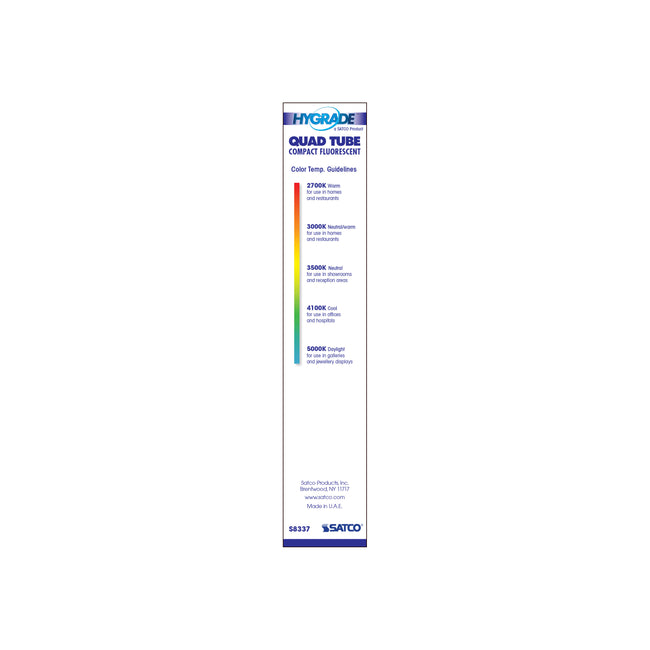 Satco 26W T4 CFL Bulb, G24q-3 Base, 2700K, 80+ CRI, Dimmable, White with White Glass, alternate view [Satco-S8337|CUSTOM|3]