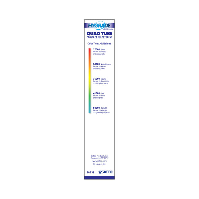 Satco 26W T4 CFL Bulb, G24q-3 Base, 3500K, 80+ CRI, Dimmable, White with White Glass, alternate view [Satco-S8339|CUSTOM|2]