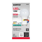 Satco 10W (60W Equivalent) A19 Standard LED Bulb, GU24 Base, 4000K, 90+ CRI, Dimmable, Damp Rated, Frost with Frost Glass, alternate view [Satco-S8482|CUSTOM|1]