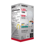 Satco 10W (60W Equivalent) A19 Standard LED Bulb, GU24 Base, 4000K, 90+ CRI, Dimmable, Damp Rated, Frost with Frost Glass, alternate view [Satco-S8482|CUSTOM|6]