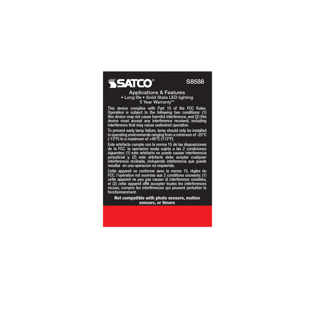 Satco 6.5W (50W Equivalent) MR16 Reflector LED Bulb, GU10 Base, 2700K, 90+ CRI, 40° Beam, Dimmable, Damp Rated, White with Array Glass, alternate view [Satco-S8588|CUSTOM|4]
