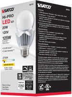 Satco 20W (125W Equivalent) A21 Standard LED Bulb, E26 Medium Base, 2700K, 90+ CRI, IP64, Dimmable, Damp Rated, alternate view [Satco-S8791|CUSTOM|5]