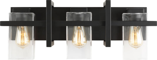 Mitte Vanity by Generation Lighting - 3 Light (24.00"W x 9.13"H), Midnight Black with Clear Glass, 2700K [Generation Lighting-4441503EN7-112|MAIN]
