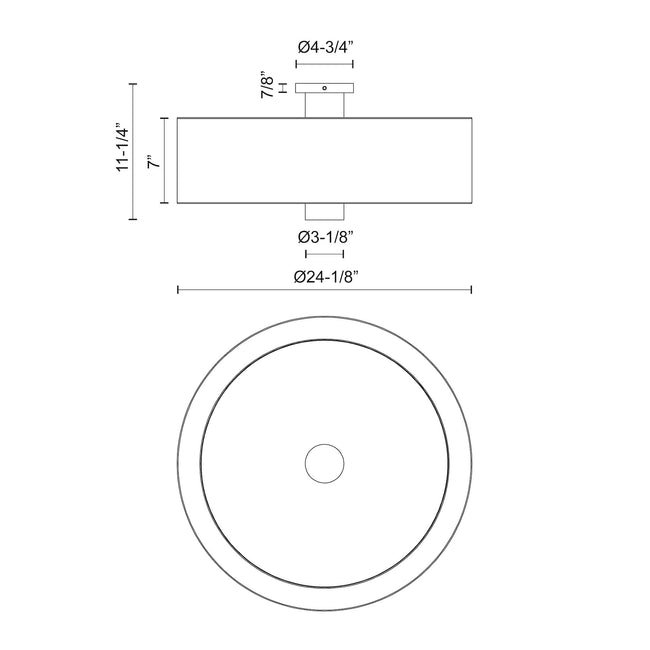 Theo 24" 3-Light Flush Mount - dimension drawing 2 [Alora-FM547924AGWL|CUSTOM|2]