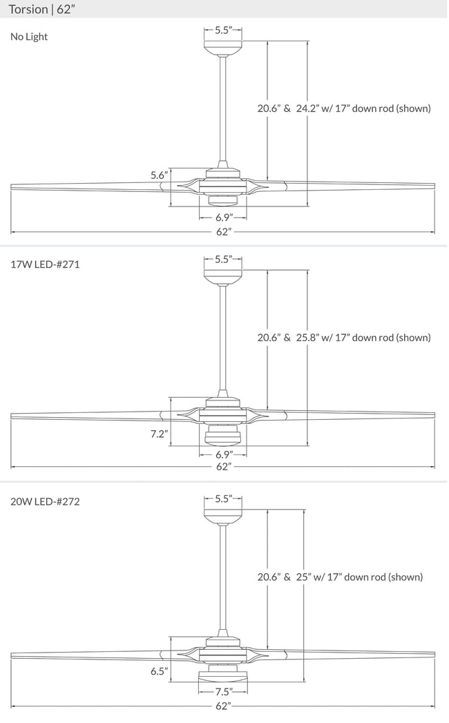 Modern Fan Co Torsion 62" Ceiling Fan - Damp Rated - dimension drawing (TOR_62_LineDrawing_2022.jpg) [Modern Fan Co-TOR-GW-62-WH-NL-001|CUSTOM|19]