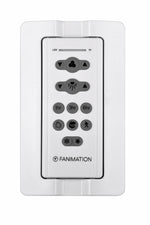 Fanimation TR205D remote control in wall-mount holder, front view [Fanimation-TR205D|CUSTOM|2]