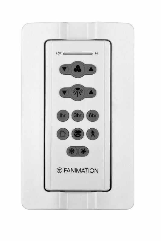 Fanimation TR205D remote control in wall-mount holder, front view [Fanimation-TR205D|CUSTOM|2]