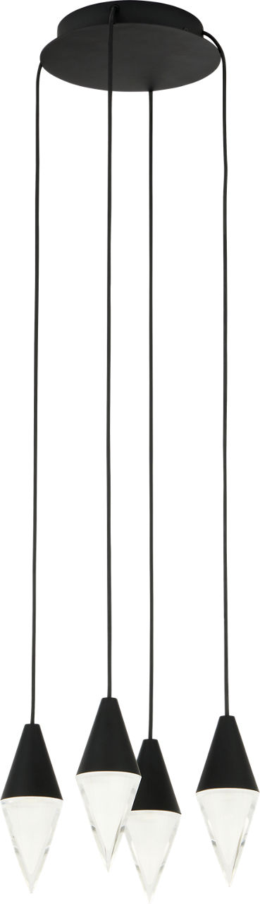 Turret 4-Light Chandelier by Visual Comfort Modern - Nightshade Black [Visual Comfort Modern-700TRSPTRT4RB-LED930|MAIN]