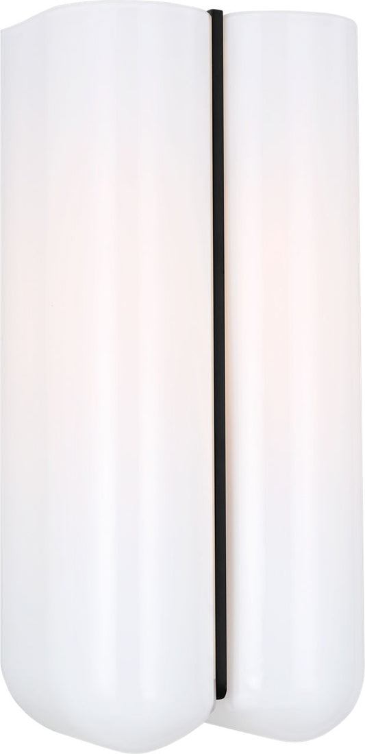 Cheverny Sconce by Visual Comfort Studio - 1 Light (4.00"L x 6.00"W x 30.00"H), Aged Iron | Aged Iron with Milk Glass [Visual Comfort Studio-LXW1061AI|MAIN]