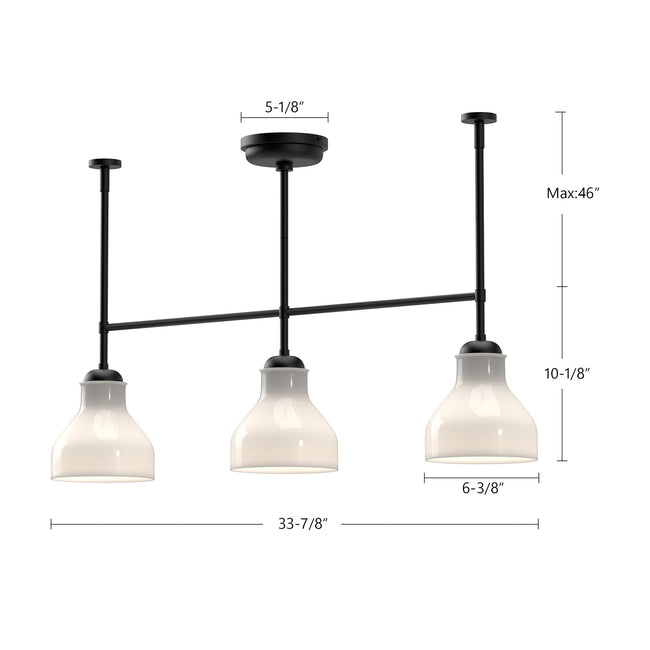 Westlake 34" 3-Light Linear Pendant - dimension drawing 1 [Alora-LP540334BNGO|CUSTOM|1]