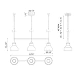 Westlake 34" 3-Light Linear Pendant - dimension drawing 2 [Alora-LP540334BNGO|CUSTOM|2]