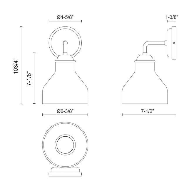 Westlake Wall and Vanity Light - dimension drawing 2 [Alora-WV540106MBGO|CUSTOM|2]