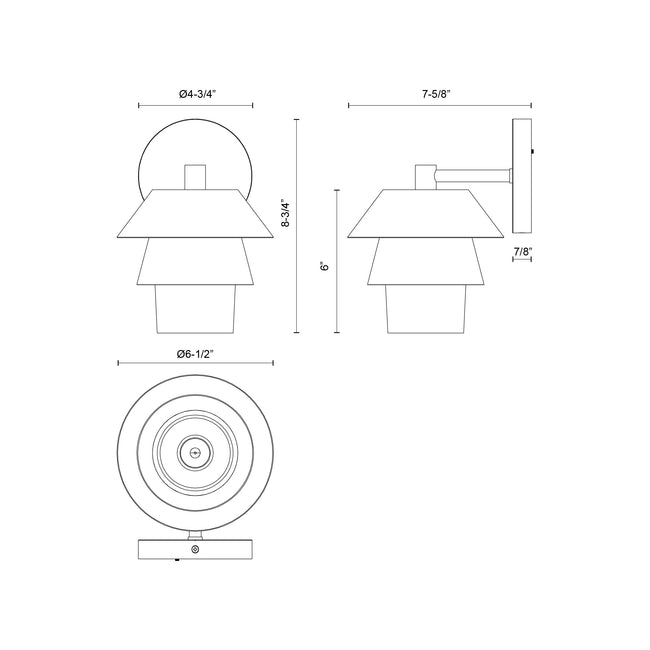 Tetsu 6" Wall and Vanity Light - dimension drawing [Alora-WV475106BGCL|CUSTOM|1]