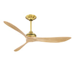 Fanimation FPD6725BSN Aviara 60" Ceiling Fan, Brushed Satin Brass with Natural Blades: shown with the steel cap (no light) [Fanimation-FPD6725BSN|CUSTOM|2]