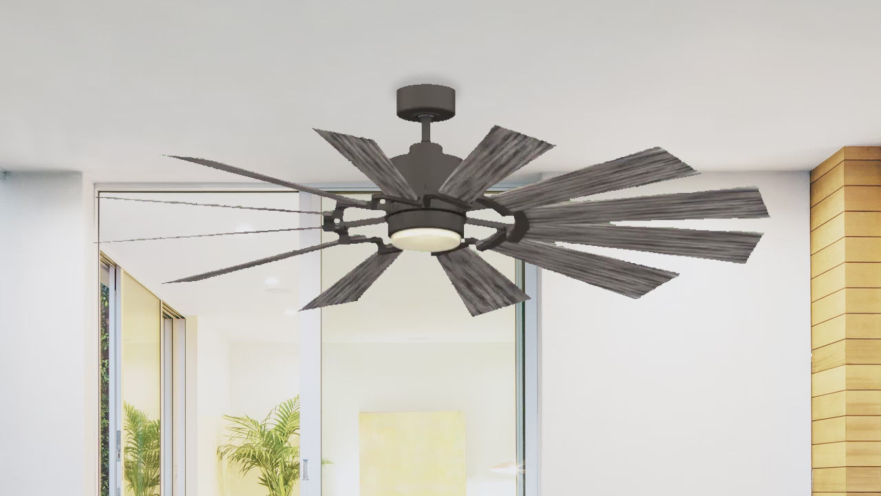 Fanimation LP8543LGR Kindred - 60 inch - GR with WE Blades and LED LK: 360-degree spin video [Fanimation-LP8543LGR|CUSTOM|14]