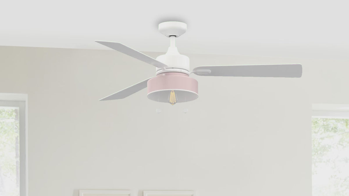 Fanimation LP7678LMW Blush 52 inch ceiling fan, Matte White with pink light kit: 360-degree spin video [Fanimation-LP7678LMW|CUSTOM|13]