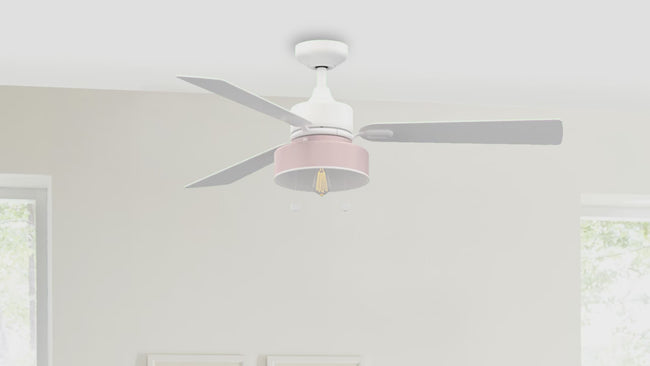 Fanimation LP7678LMW Blush 52 inch ceiling fan, Matte White with pink light kit: 360-degree spin video [Fanimation-LP7678LMW|CUSTOM|13]