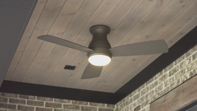 Fanimation Hugh 52 inch flush mount ceiling fan: product video in a room, fan and light operation (finish shown may differ) [Fanimation-FPS8355BBLW|CUSTOM|1]