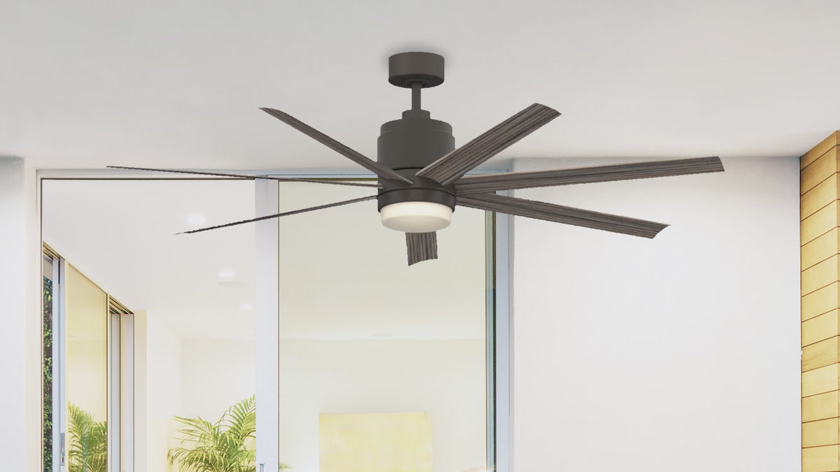 Fanimation LP8377LGR Blitz - 56 inch - GR with WE Blades and LED LK: 360-degree spin video [Fanimation-LP8377LGR|CUSTOM|14]