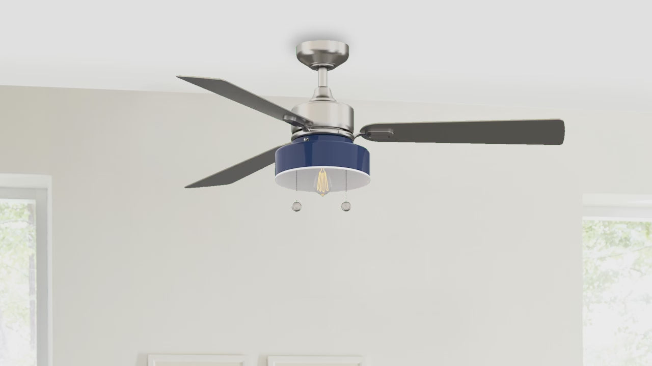 Fanimation LP7678LBN Navy - 52 inch - BN with GRY Blades and LED LK: 360-degree spin video [Fanimation-LP7678LBN|CUSTOM|13]