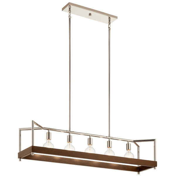 Five Light Linear Chandelier from the Tanis Collection in Auburn Stained Finish Finish by Kichler