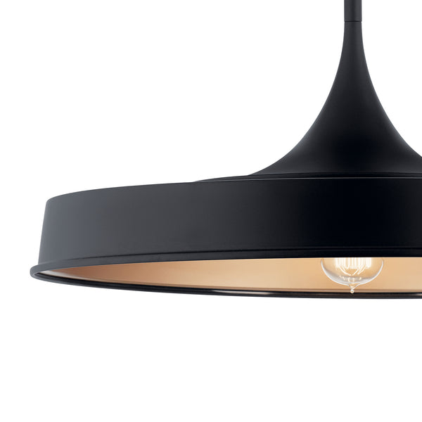 One Light Pendant/Semi Flush Mount from the Elias Collection in Black Finish by Kichler