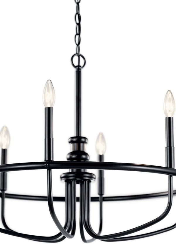 Six Light Chandelier from the Capitol Hill Collection in Black Finish by Kichler