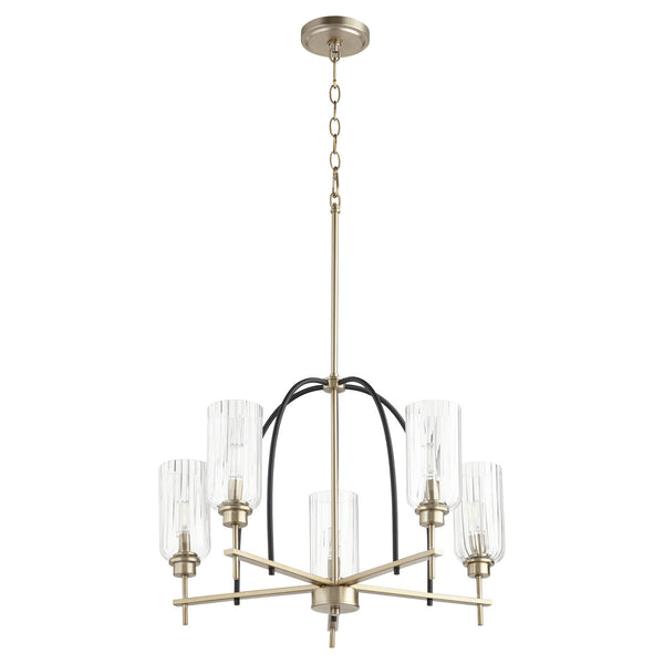 Quorum - 607-5-6980 - Five Light Chandelier - Espy - Textured Black w/ Aged Brass from Lighting & Bulbs Unlimited in Charlotte, NC