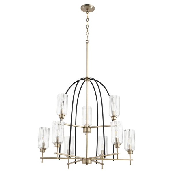 Quorum - 607-9-6980 - Nine Light Chandelier - Espy - Textured Black w/ Aged Brass from Lighting & Bulbs Unlimited in Charlotte, NC