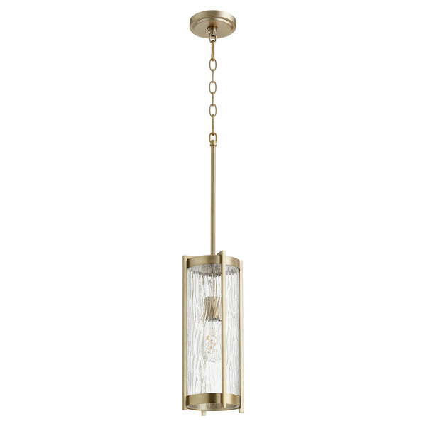 Quorum - 809-80 - One Light Pendant - Chisseled Pendants - Aged Brass w/ Clear Chisseled Glass from Lighting & Bulbs Unlimited in Charlotte, NC
