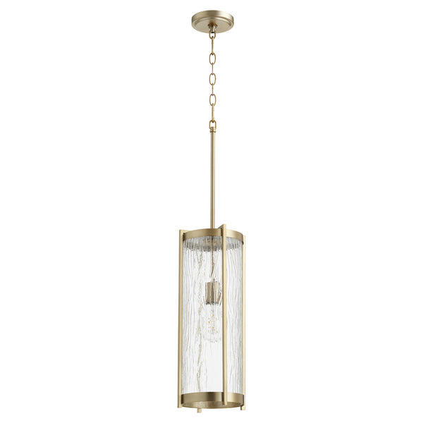 Quorum - 810-80 - One Light Pendant - Chisseled Pendants - Aged Brass w/ Clear Chisseled Glass from Lighting & Bulbs Unlimited in Charlotte, NC